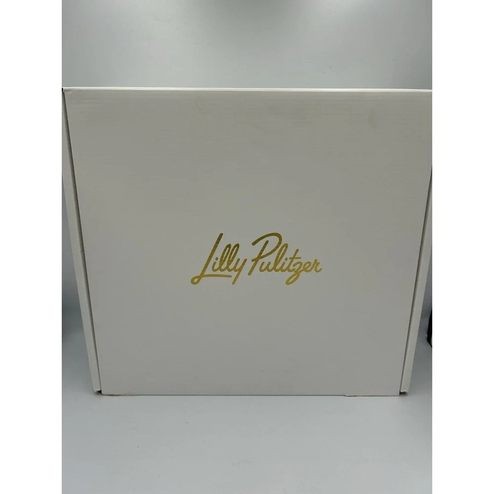 Lilly Pulitzer 017521 12in Ceramic Cake Stand & Knife Set Green/White Floral